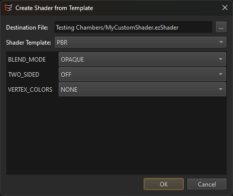 Shader template editor